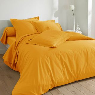Drap-housse 180x200x28 Jaune Curcuma En Coton