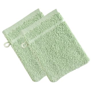 Lot De 2 Gant De Toilette 15x20 Vert Jade En Coton
