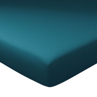 Drap-housse Grand Bonnet 90x200x32 Bleu Canard En Coton