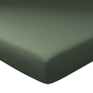 Drap-housse Grand Bonnet 140x190x32 Vert Kaki En Lin