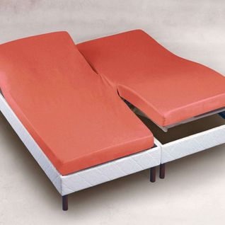 Drap-housse Tête Et Pied Reglable 160x200x28 Orange Poterie En Coton