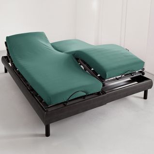 Drap-housse Tête Et Pied Reglable 160x200x28 Vert Eucalyptus En Coton