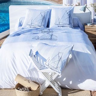 Taie Sac 64x64 Bleu En Coton