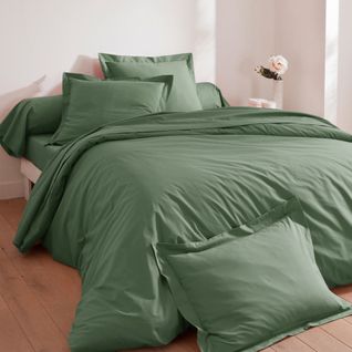 Taie Volant 50x70 Vert Lichen En Coton