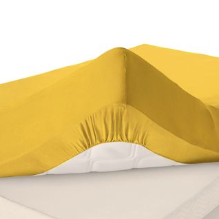 Drap-housse Grand Bonnet 140x200x30 Jaune Ocre En Coton