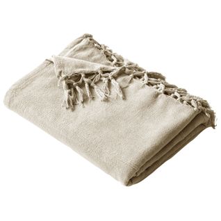 Plaid 150x150 Blanc Ivoire En Coton