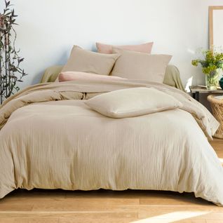 Housse De Couette 240x220 Beige En Coton