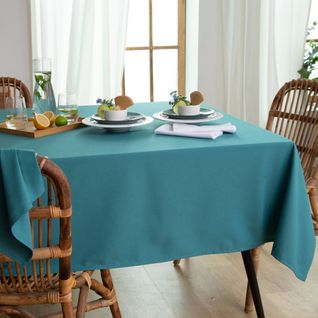 Nappe Ronde 180 Cm Bleu Canard En Coton