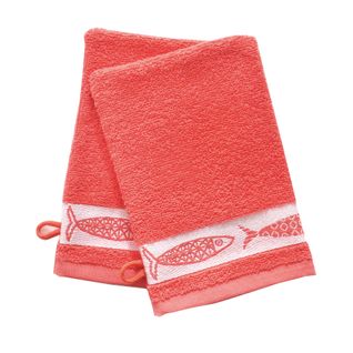 Lot De 2 Gant De Toilette 15x21 Orange Corail En Coton 450 G/m²