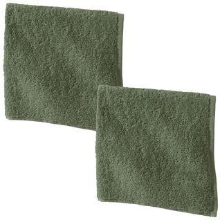 Lot De 2 Essuie-mains 50x50 Vert Olive En Coton