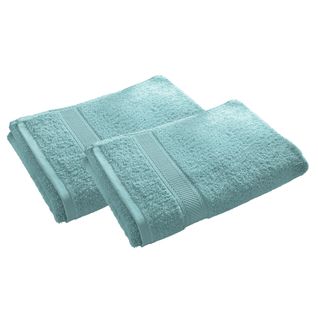 Lot De 2 Serviette De Toilette 50x100 Bleu Aqua En Coton