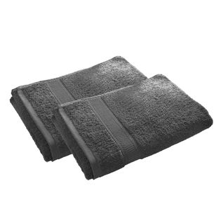 Lot De 2 Serviette De Toilette 50x100 Gris Foncé En Coton