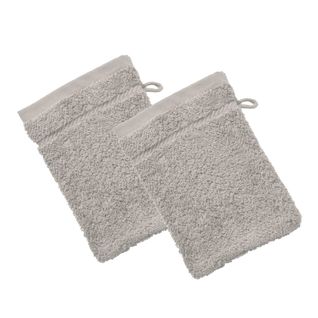 Lot De 2 Gant De Toilette 15x20 Gris Galet En Coton