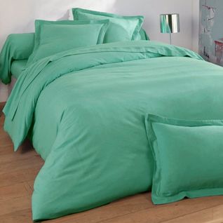 Housse De Couette 200x200 Vert Jade En Coton