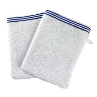 Lot De 2 Gant De Toilette 15x21 Blanc En Coton 450 G/m²