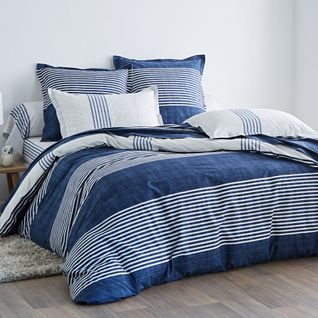 Taie Volant 63x63 Bleu Marine En Coton