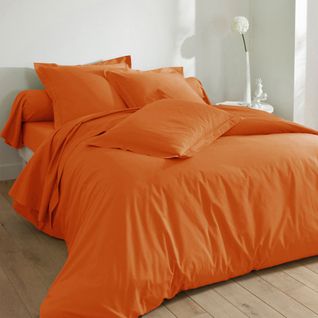 Housse De Couette 140x200 Orange Cuivré En Coton