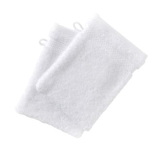 Lot De 2 Gant De Toilette 15x21 Blanc En Coton 500 G/m²