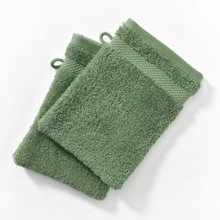 Lot De 2 Gant De Toilette 15x21 Vert Tilleul En Coton 500 G/m²