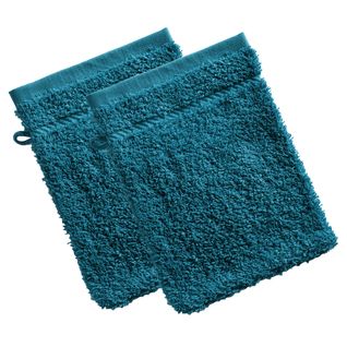 Lot De 2 Gant De Toilette 15x20 Bleu Canard En Coton