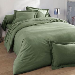 Housse De Couette 260x240 Vert Kaki En Coton