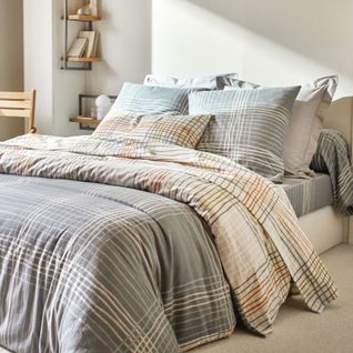 Drap-housse 90x190x28 Gris En Coton