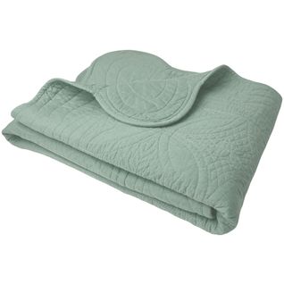 Plaid 150x150 Vert Amande En Coton 370 G/m²