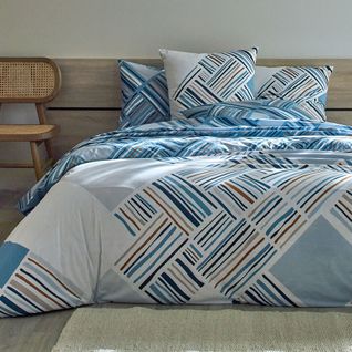 Taie Sac 63x63 Bleu Grisé En Coton