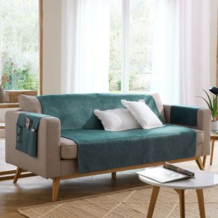 Protège Canapé 110x140 Bleu Artic En Polyester