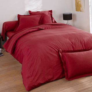 Housse De Couette 140x200 Rouge Grenade En Coton