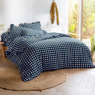 Drap-housse 140x190x28 Bleu En Coton