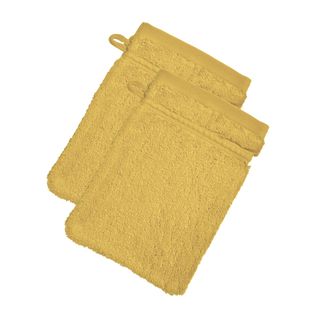 Lot De 2 Gant De Toilette 15x21 Jaune Paille En Coton