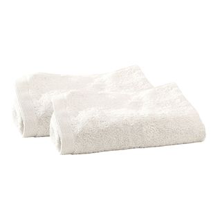 Lot De 2 Serviette Invité 30x50 Blanc Ivoire En Coton 550 G/m²