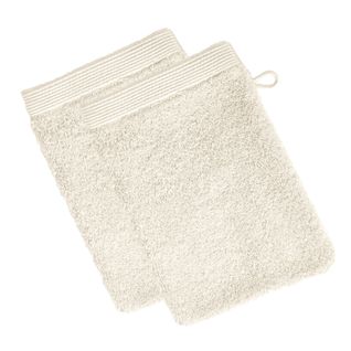 Lot De 2 Gant De Toilette 15x21 Blanc Ivoire En Coton 550 G/m²
