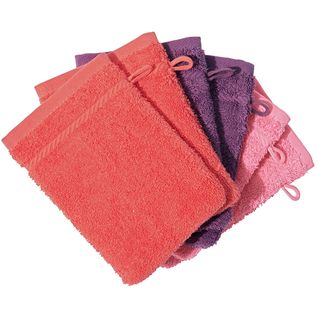 Lot De 6 Gant De Toilette 15x20 Orange Corail En Acrylique