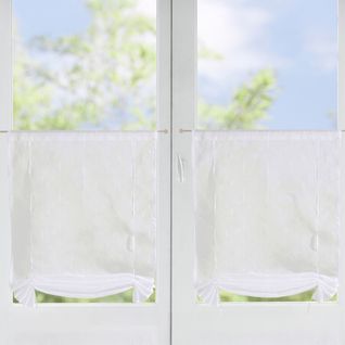 Lot De 2 Voilage Droit 90x200 Blanc En Polyester