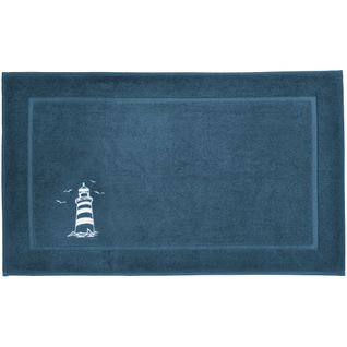 Tapis De Bain 45x75 Bleu Marine En Coton 950 G/m²