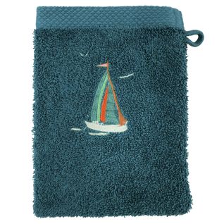 Lot De 2 Gant De Toilette 15x21 Bleu Paon En Coton