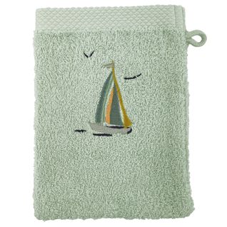 Lot De 2 Gant De Toilette 15x21 Vert D'eau En Coton