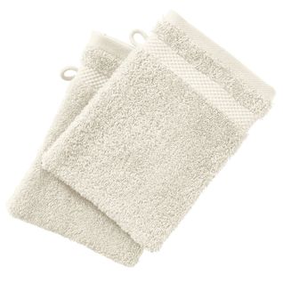 Lot De 2 Gant De Toilette 15x21 Blanc Ivoire En Coton 500 G/m²