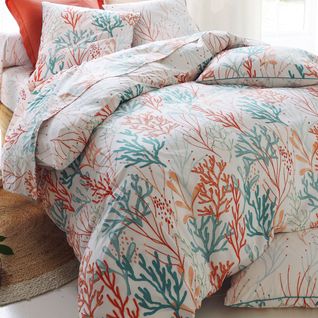 Drap-housse 140x190x28 Orange Corail En Coton