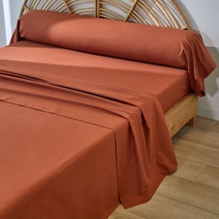 Drap-housse 180x200x28 Orange Sienne En Coton