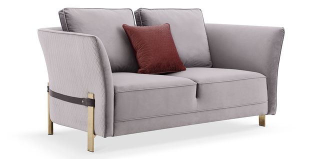 Canapé 2 Places En Velours Sierra - Gris Taupe