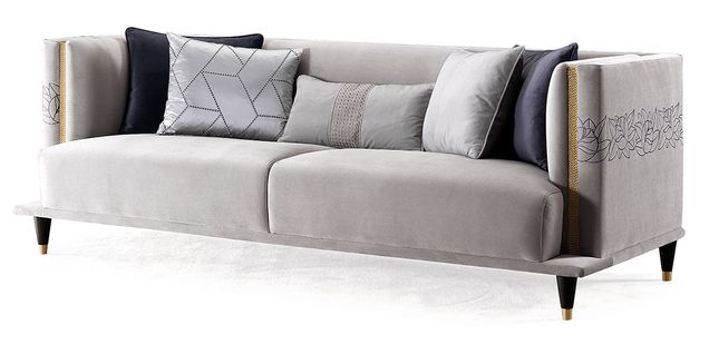 Canapé 3 Places En Velours Diana - Gris