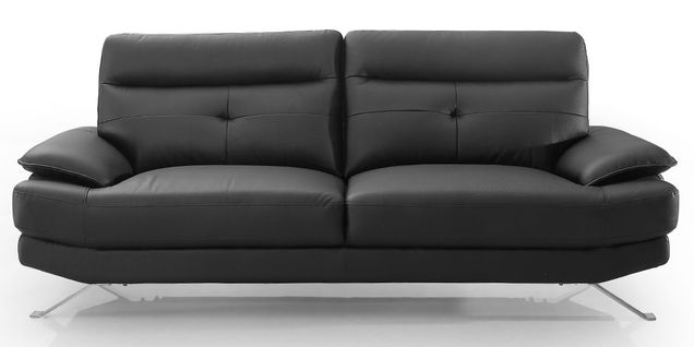 Canapé 3 Places En Cuir Sydney Noir - Angle Droit