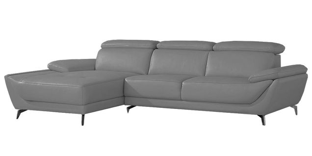 Canapé Cuir Angle Carla Gris Souris - Angle Gauche