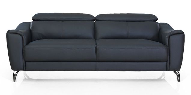 Canapé En Cuir 3 Places Krys Noir - Angle Droit