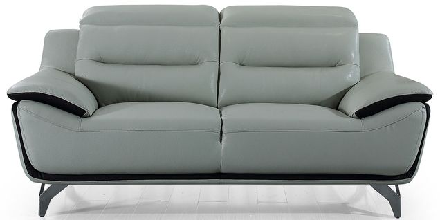 Canapé 2 Places En Cuir Jude Gris Perle - Angle Droit