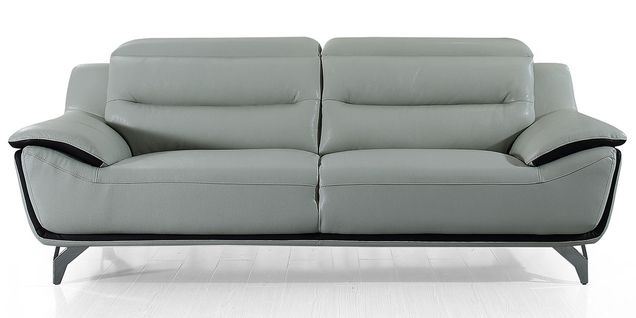 Canapé 3 Places En Cuir Jude Gris Perle - Angle Droit