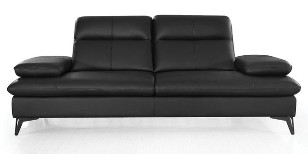 Canapé 3 Places Cuir Avec Dossier Avance-recul Iris Noir - Angle Droit